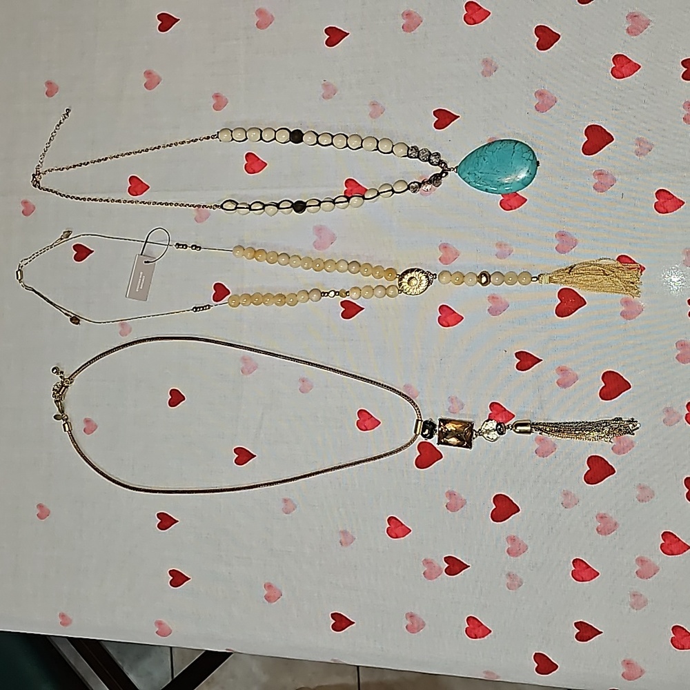 Two Chicos necklaces and one lovely necklace w giant turquoise stone.